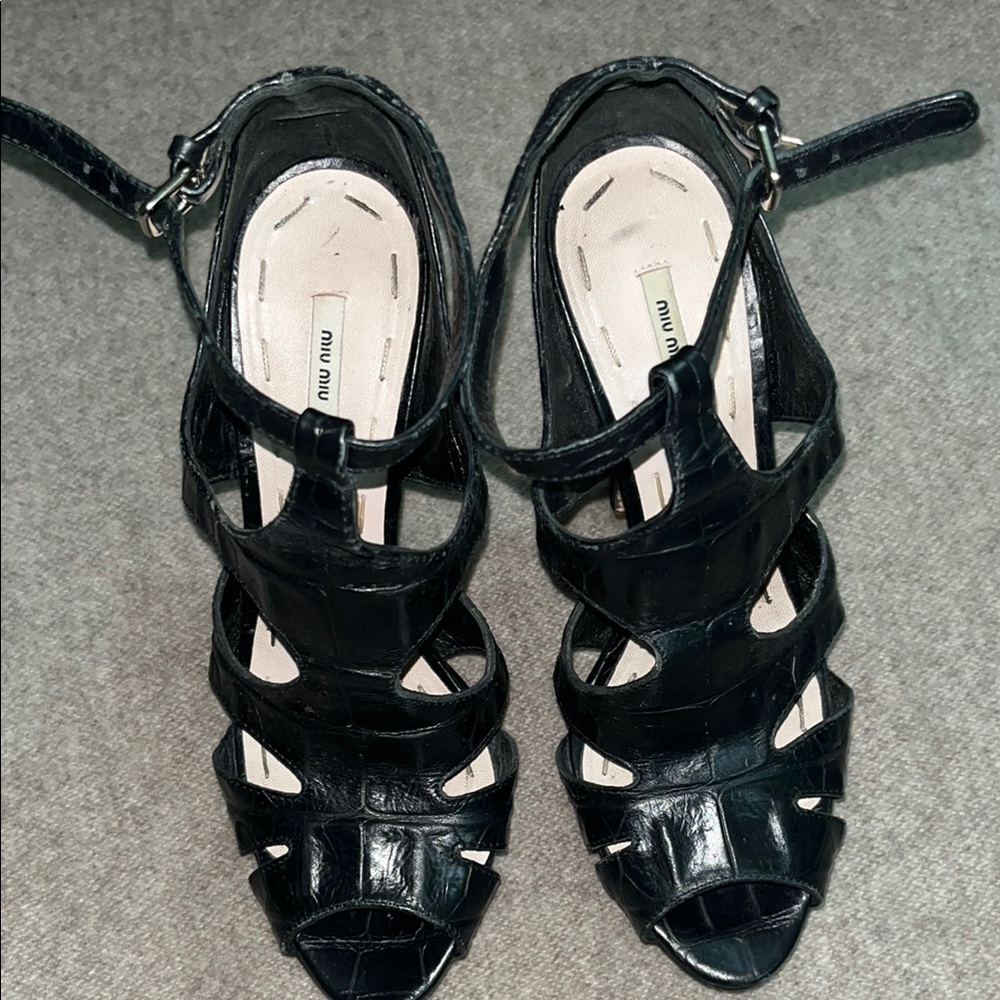 Miu Miu Black Strappy Heels